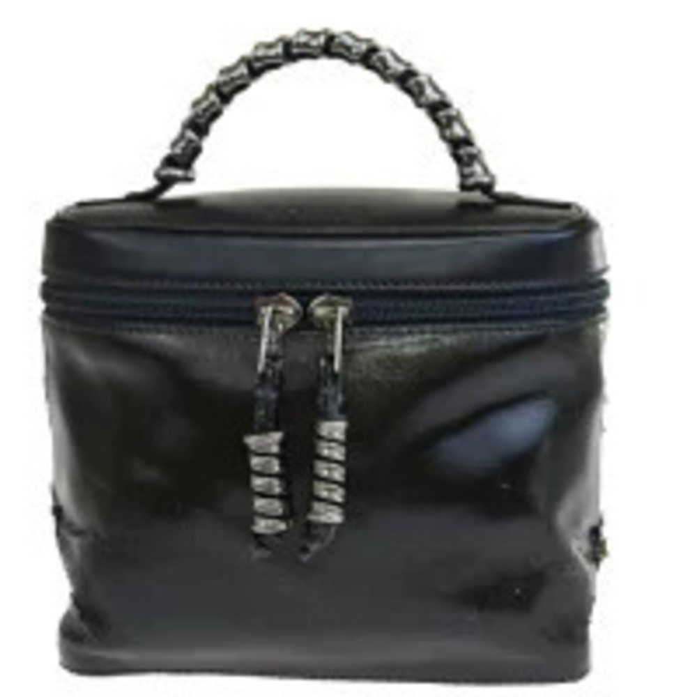 Loewe Vanity Bag Handbag Black Enamel Leather